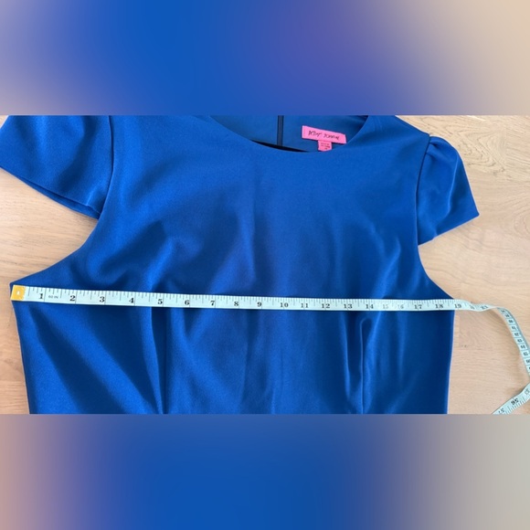 Betsey Johnson Blue Puff Sleeve Sheath Dress ocean blue size 14 - Picture 8 of 13